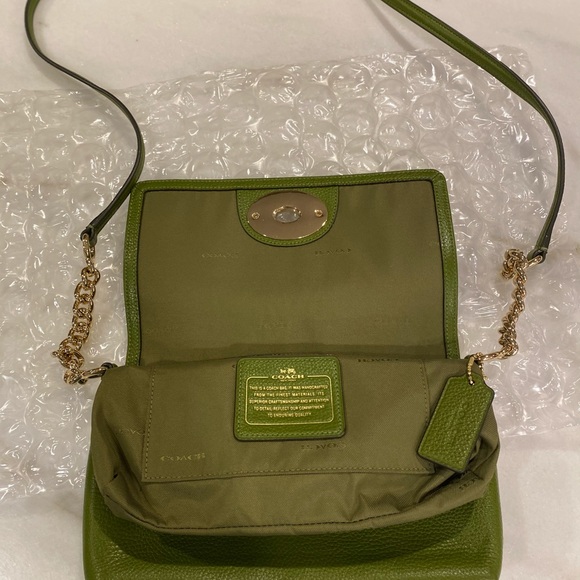 Coach Shoulder Bag Green Leather - Picture 11 of 12